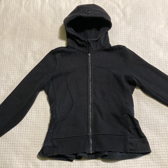 Lululemon Special Edition Hiver 2013 Ruffled Up Black Scuba Zip Hoodie Size 10 - Picture 3 of 16